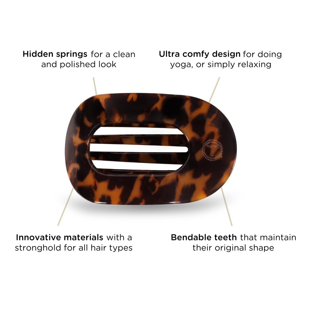 Teleties Medium Flat Round Hair Clip in use during yoga