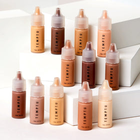 TEMPTU S/B Airbrush Foundation set displayed on vanity