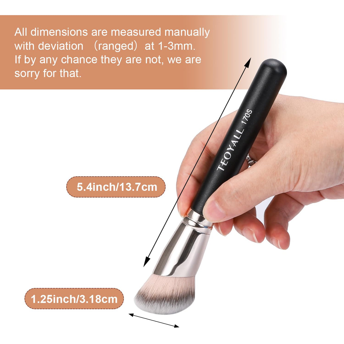 TEOYALL 170S Foundation Brush with makeup products for context