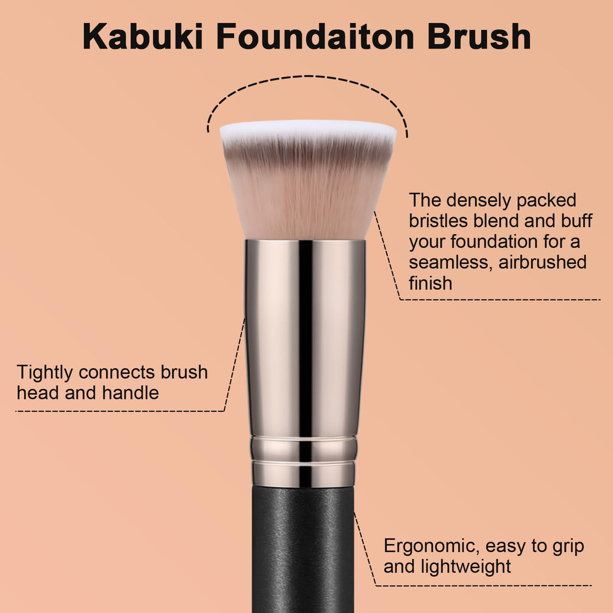 TEOYALL Kabuki Foundation Brush ergonomic handle design