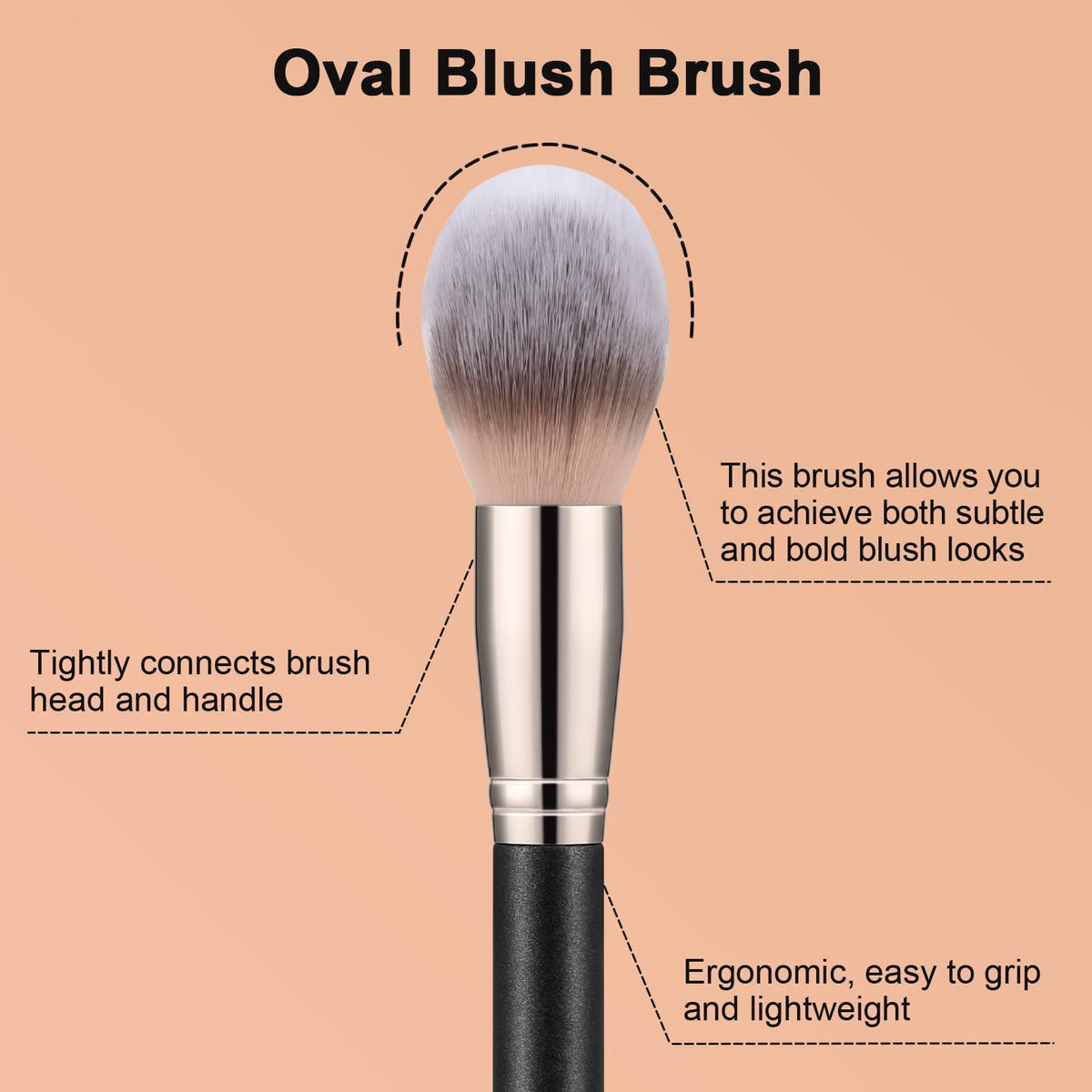 TEOYALL Tapered Blush Brush ergonomic handle design