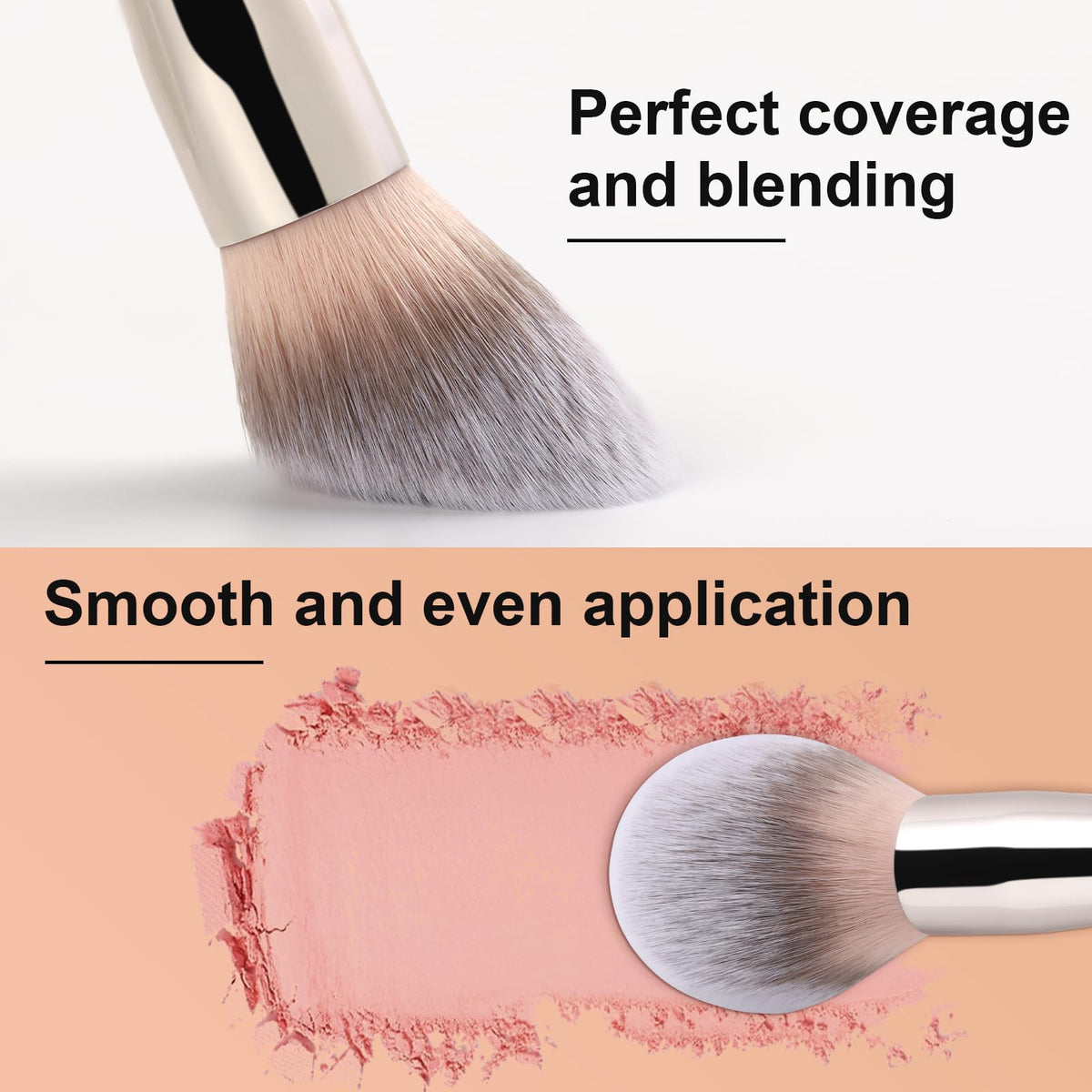 TEOYALL Tapered Blush Brush secure metal ferrule connection