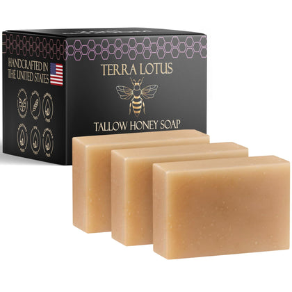 Terra Lotus Organic Tallow Soap 3 Pack Lavender front view