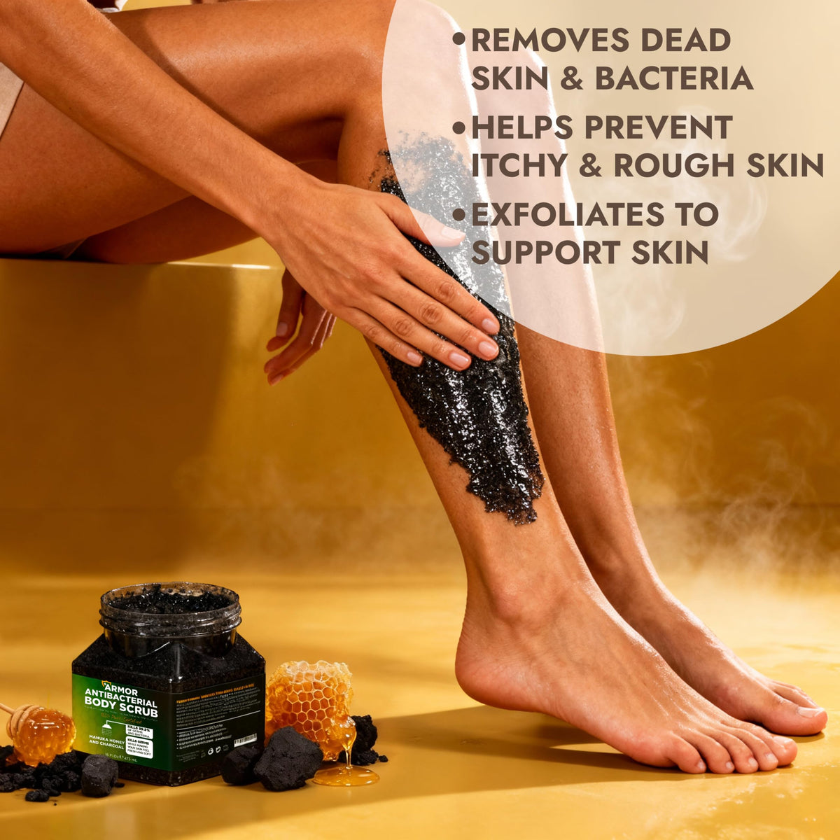 Terramed Antibacterial Body Scrub application on skin
