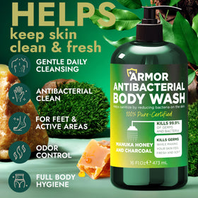 Terramed antibacterial body wash bottle side view
