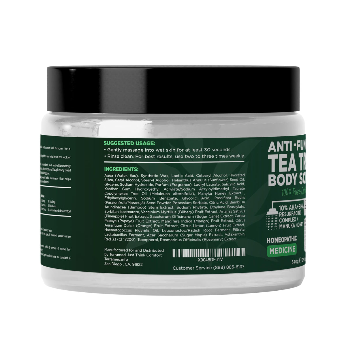 Terramed Antifungal Body Scrub with natural ingredients display