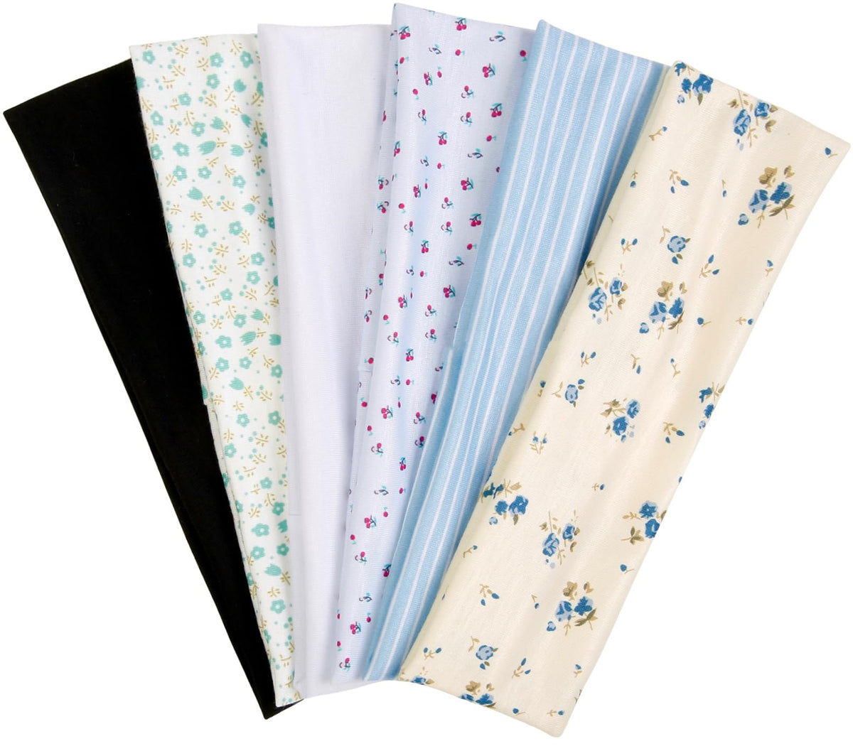 TERSE Boho Headbands set showing six different designs including floral and striped patterns