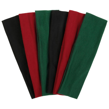 TERSE Christmas headbands set of 6 in black, red, and green