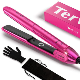 Terviiix Hair Straightener and Curler 2 in 1 front view, hot pink