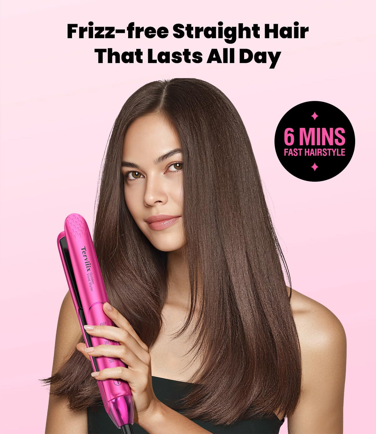 Terviiix Hair Straightener and Curler 2 in 1 side view with controls