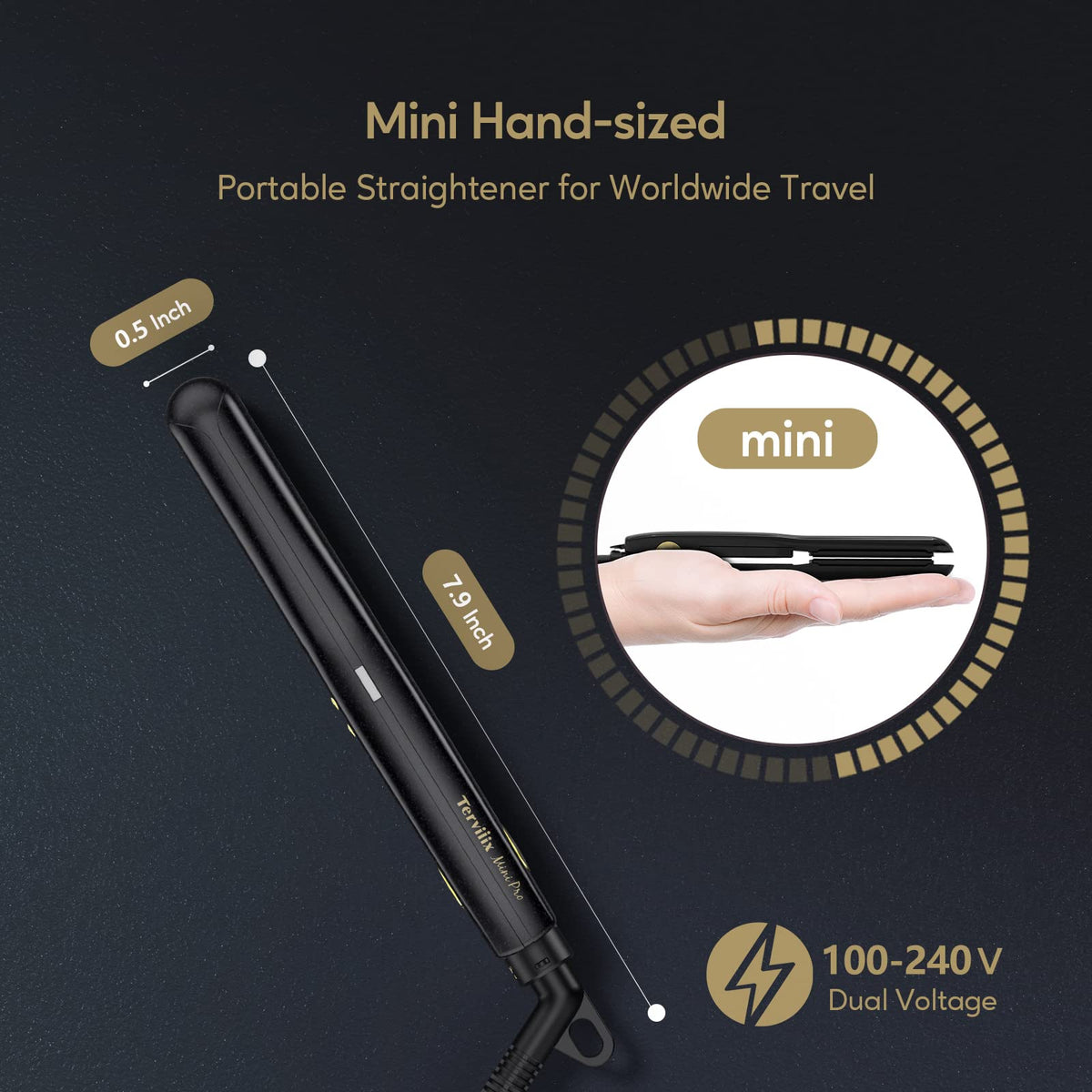 Terviiix Mini Flat Iron in travel case