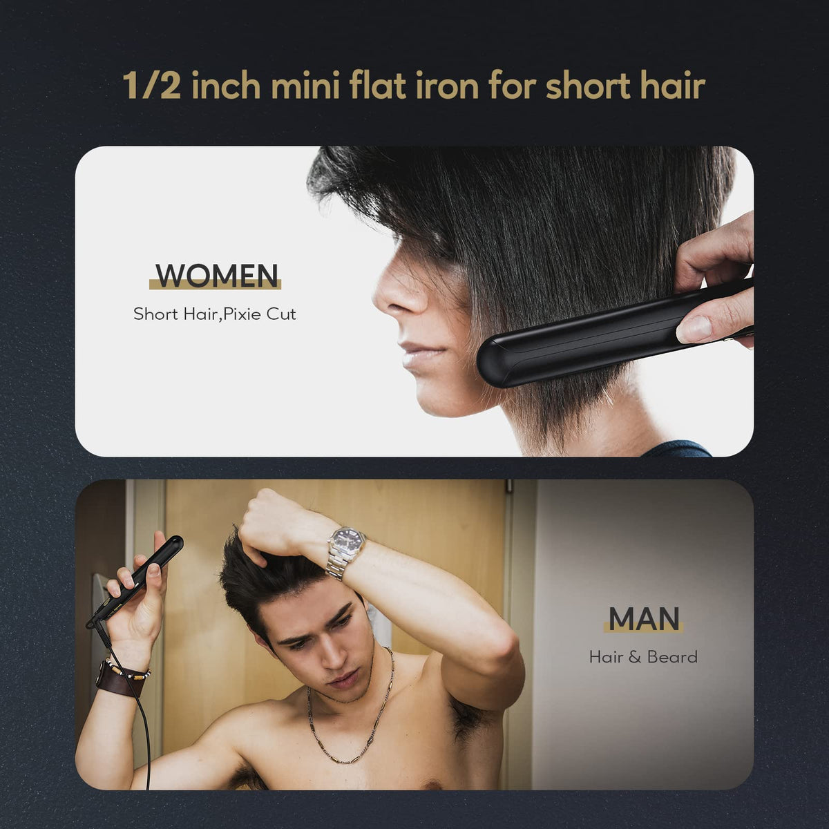 Terviiix Mini Flat Iron showing adjustable temperature settings