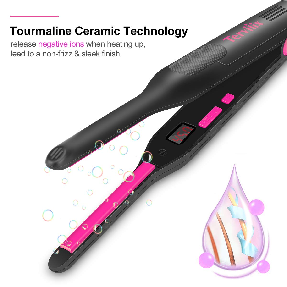 Terviiix Mini Hair Straightener with temperature setting display