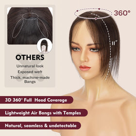 TESS Human Hair Topper close-up of clips