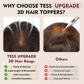 TESS Human Hair Topper displayed with Air Bangs