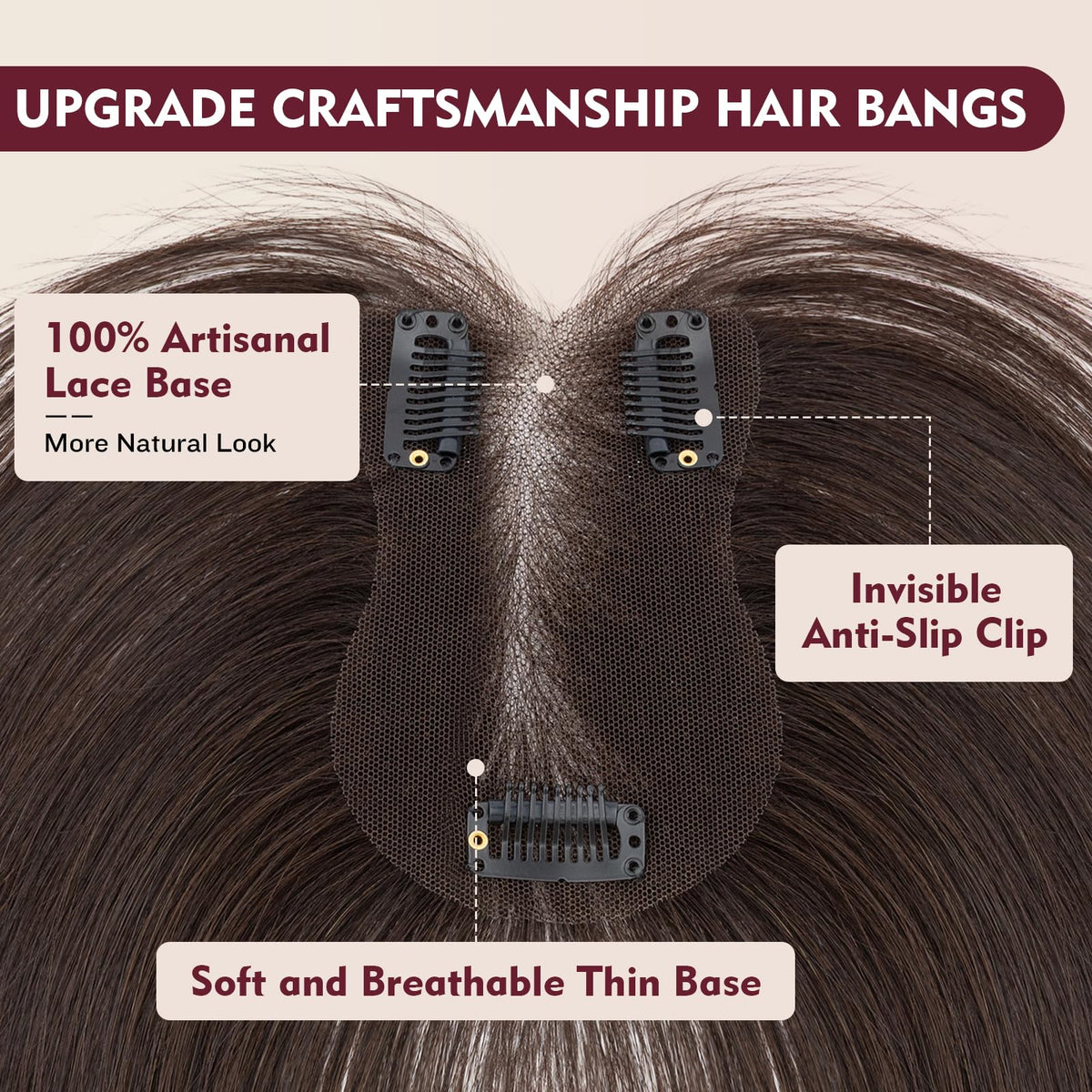 TESS Human Hair Topper packaging display