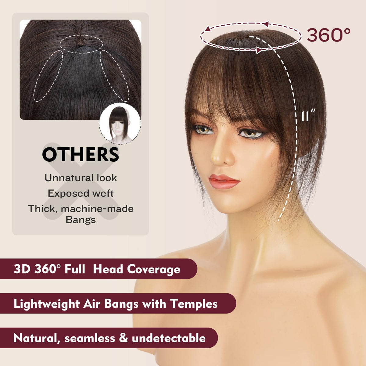 TESS Human Hair Topper showing breathable lace base