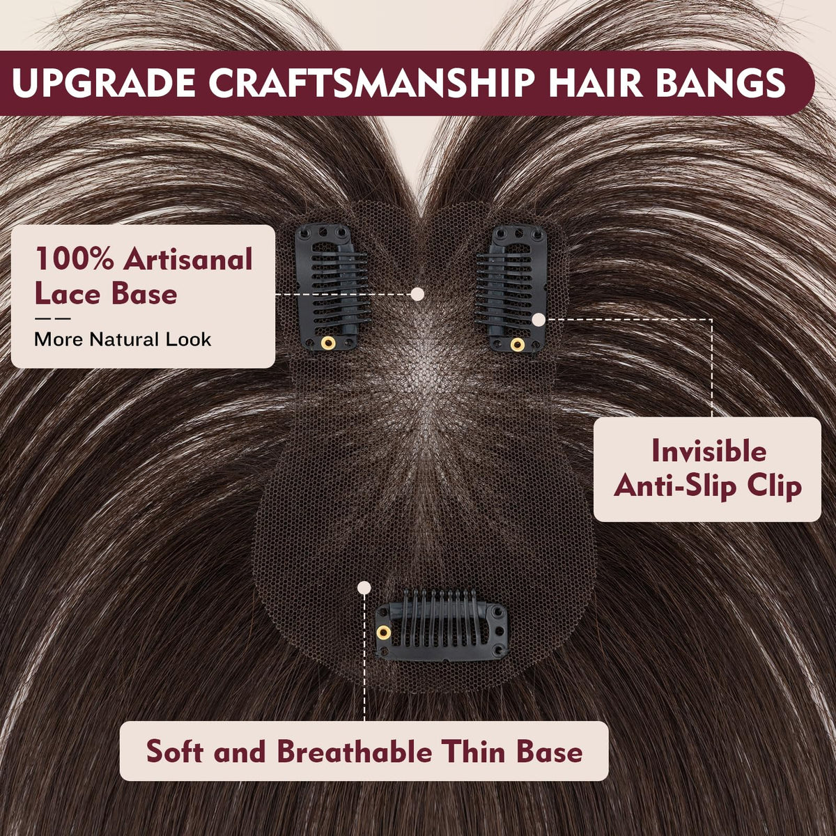TESS Human Hair Topper with Side Bangs style