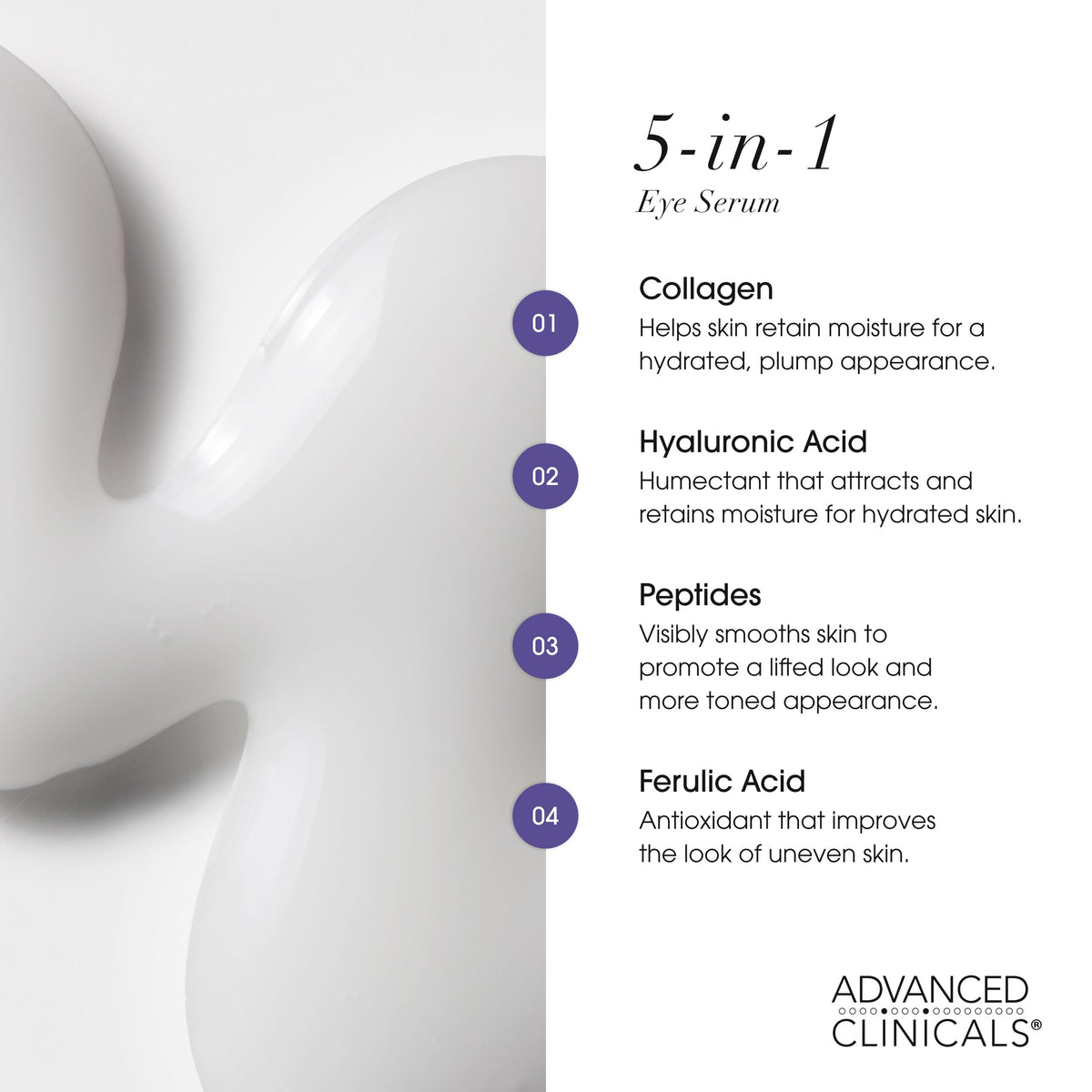 Texture of Advanced Clinicals 5-in-1 Eye Serum on hand