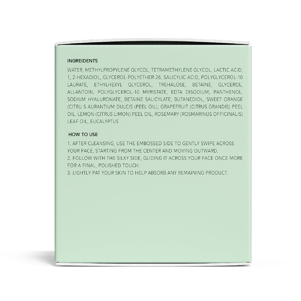 Texture of QUIA toner pad on a hand