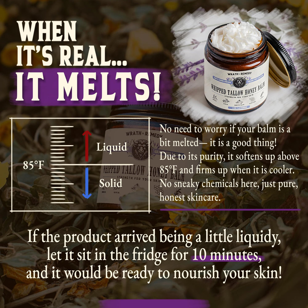 Texture of Wrath & Remedy Organic Beef Tallow Whipped Honey Balm