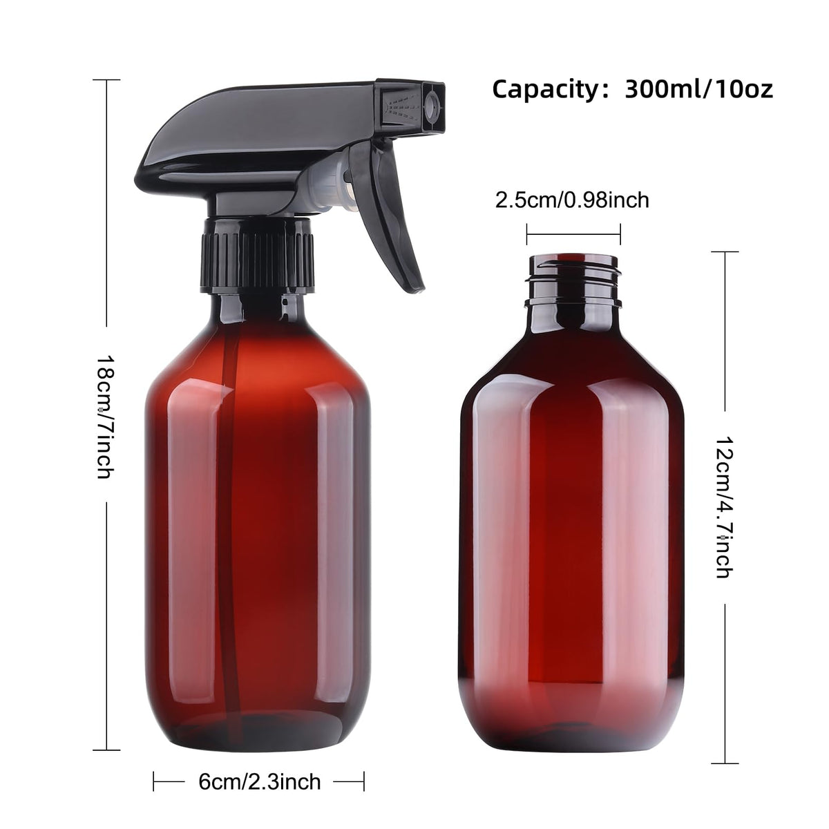 Teyssor Spray Bottle 10oz transparent design showing liquid level