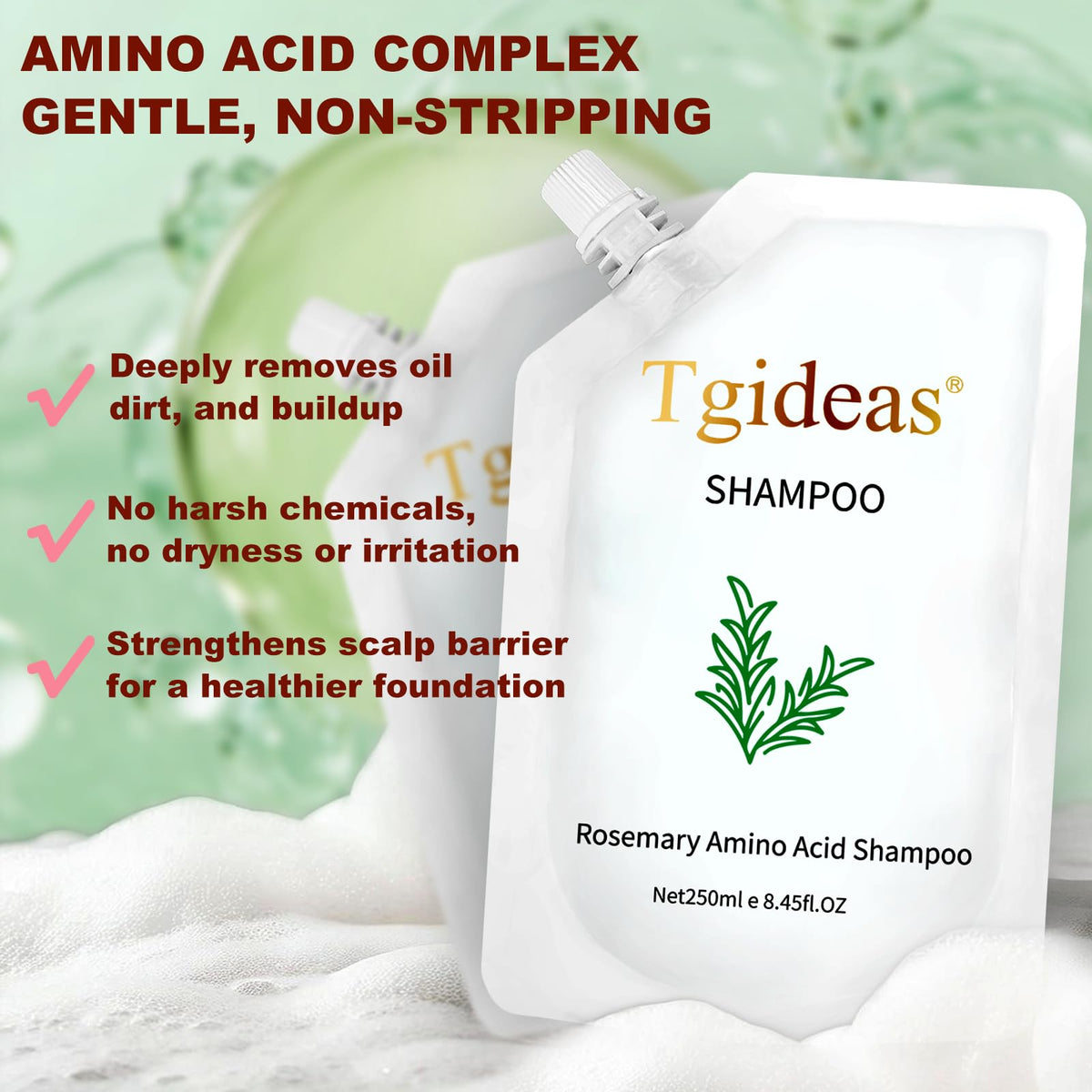 Tgideas Rosemary Amino Acid Shampoo with rosemary sprigs