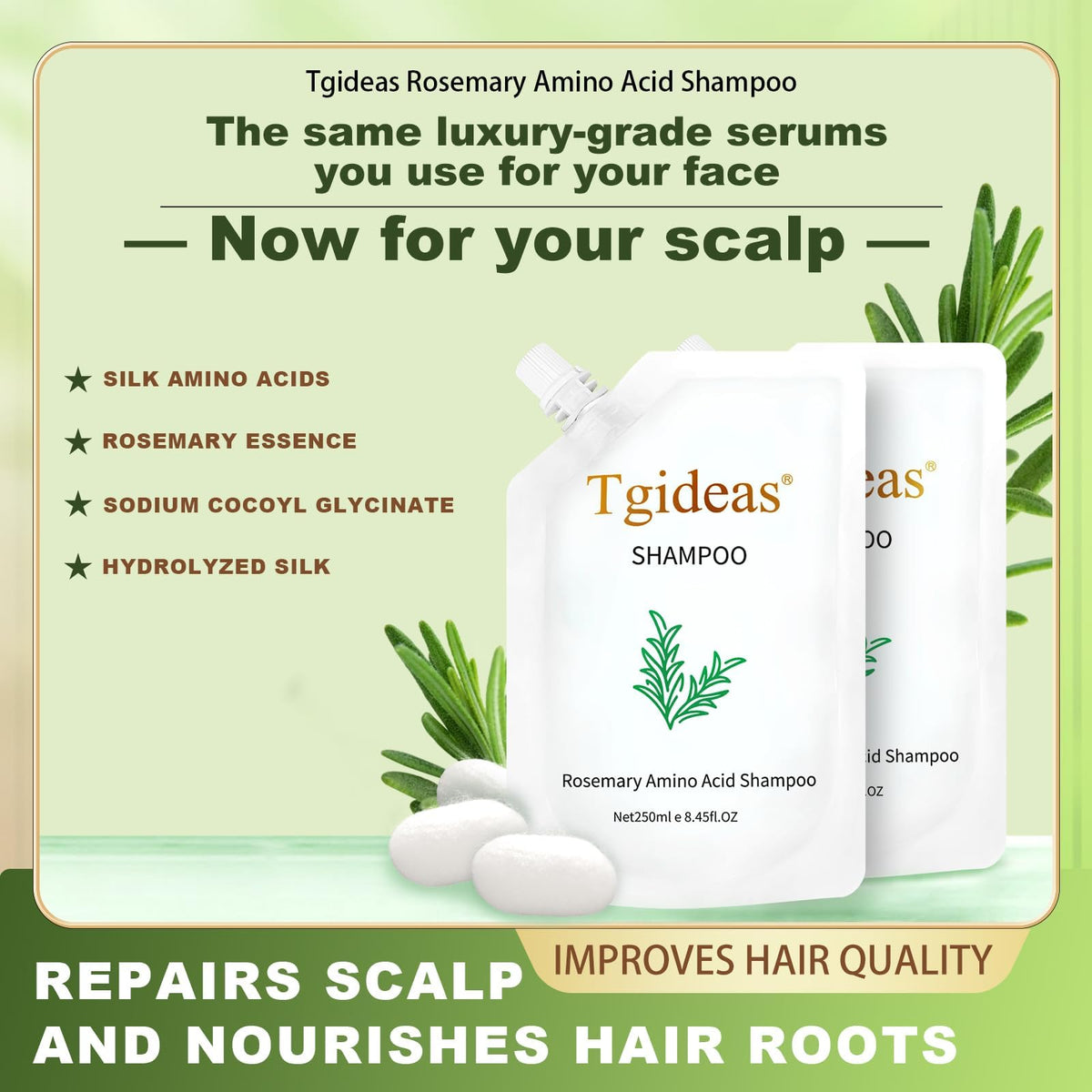 Tgideas Rosemary Biotin Shampoo back view with ingredients