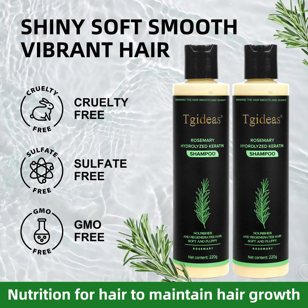 Tgideas Rosemary Biotin Shampoo with other hair care products