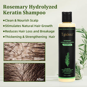Tgideas Rosemary Shampoo bottle with rosemary leaves background