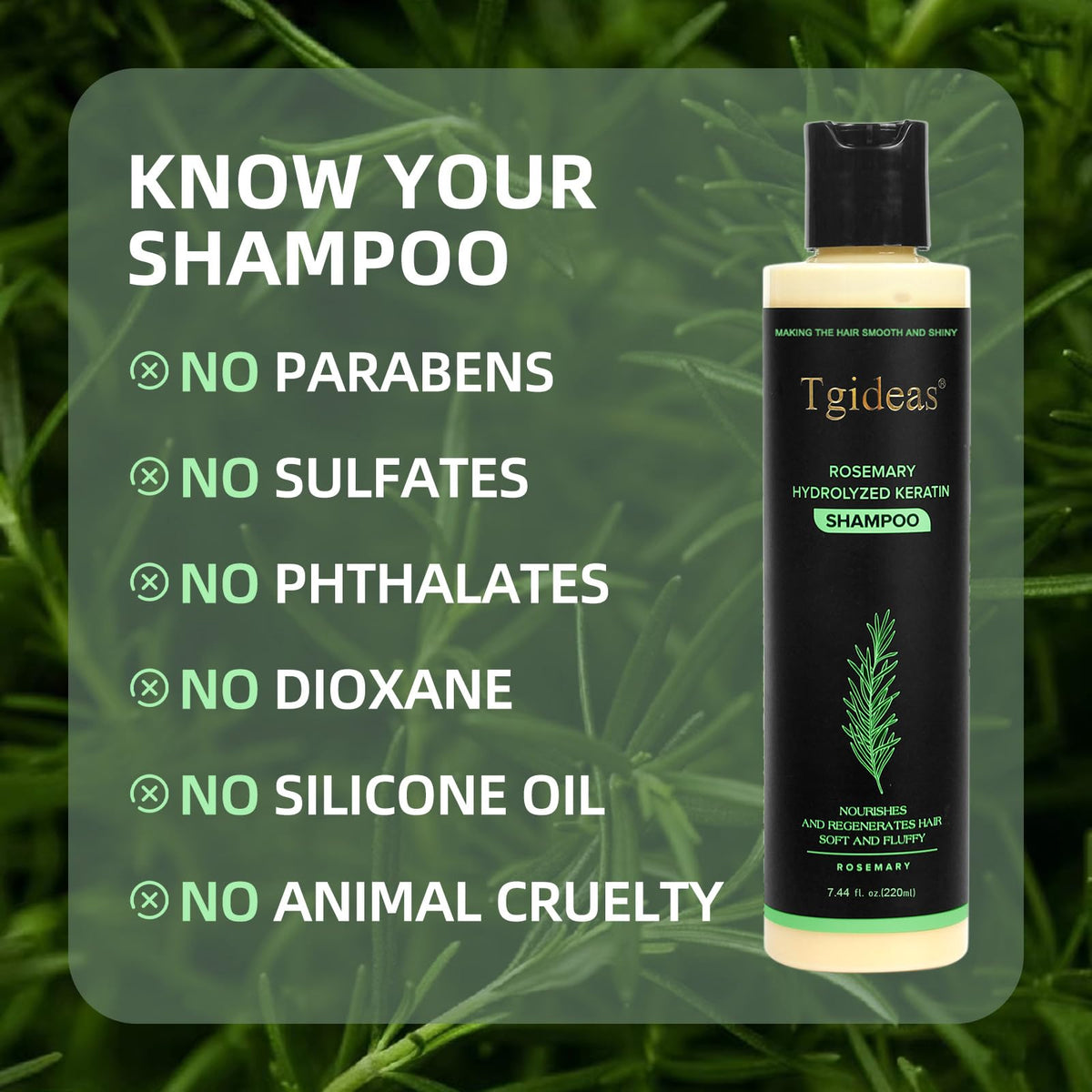 Tgideas Rosemary Shampoo showing texture on hand