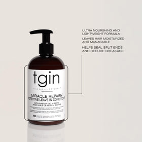tgin Leave In Conditioner with ingredients displayed