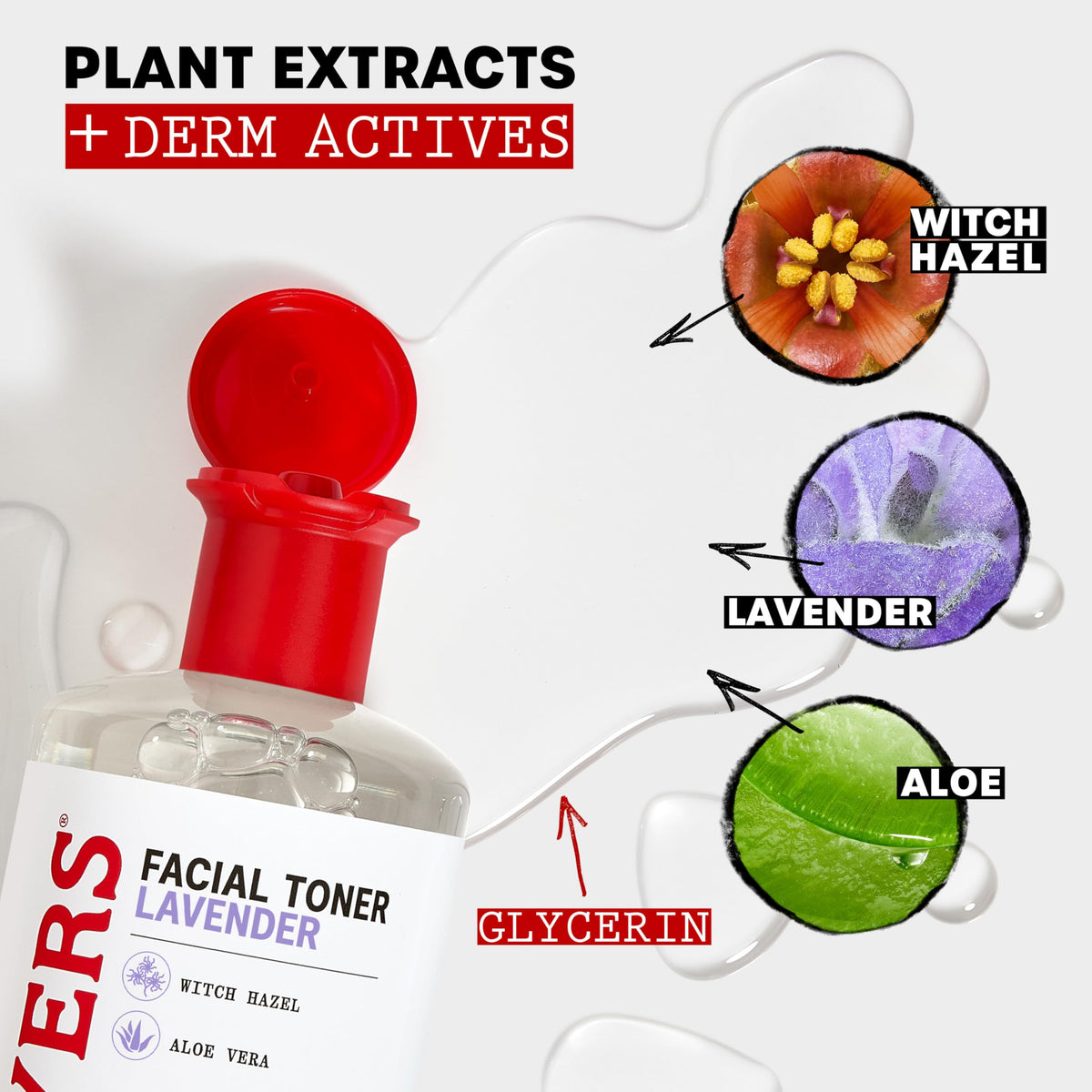 THAYERS Lavender Witch Hazel Toner on a bathroom shelf