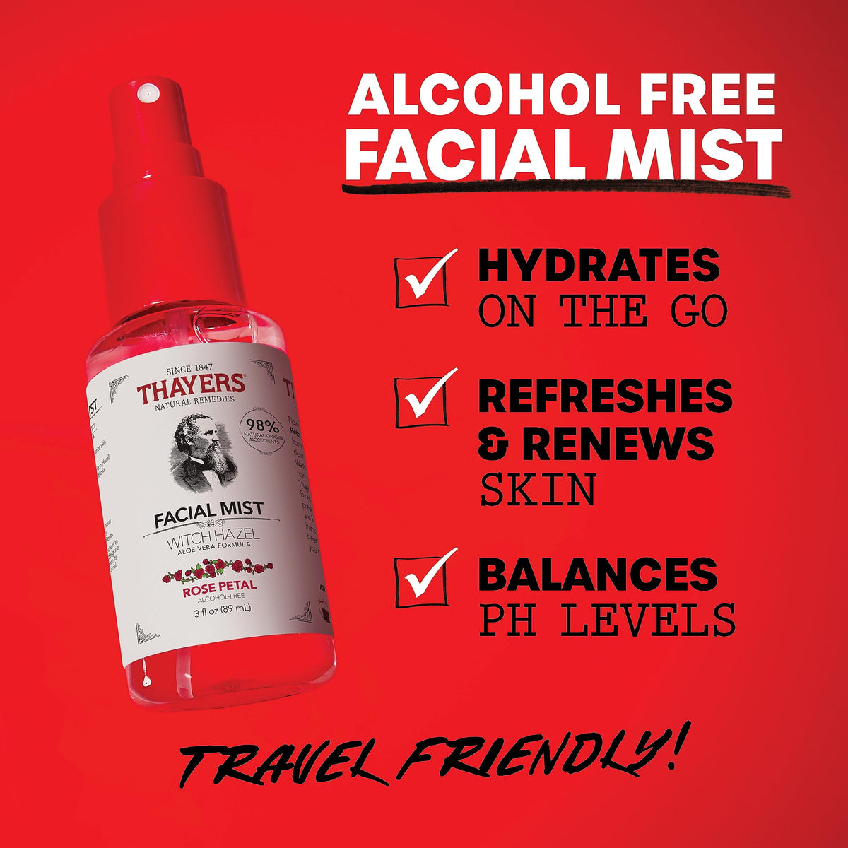 THAYERS Witch Hazel Facial Mist Toner 3 oz back view