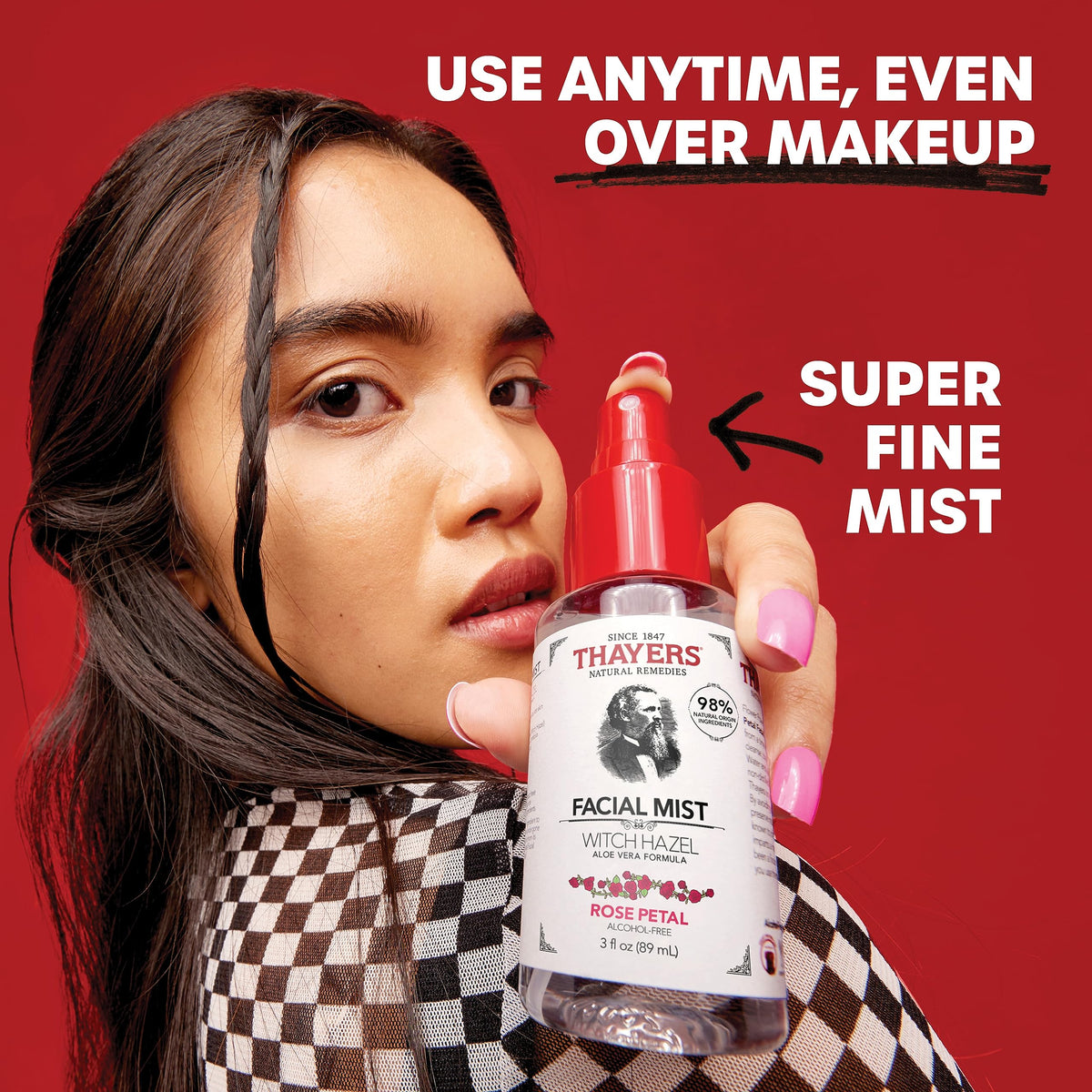 THAYERS Witch Hazel Facial Mist Toner 3 oz with Aloe Vera and Rose Petals