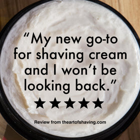 The Art of Shaving Lavender Shaving Cream in use during shaving
