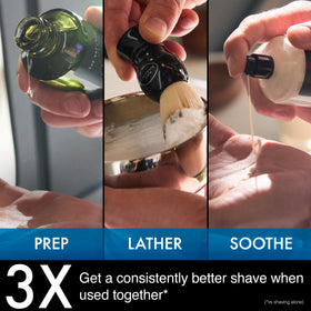The Art of Shaving Lavender Shaving Cream on a bathroom shelf