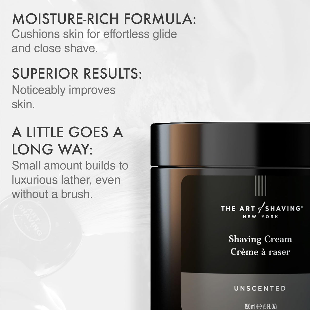 The Art of Shaving Unscented Shaving Cream packaging side view