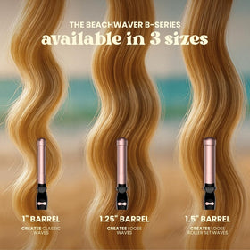 The Beachwaver Co. B1 curling iron in use on long hair