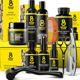 The Beard Club Beard Growth Kit complete set with all items displayed