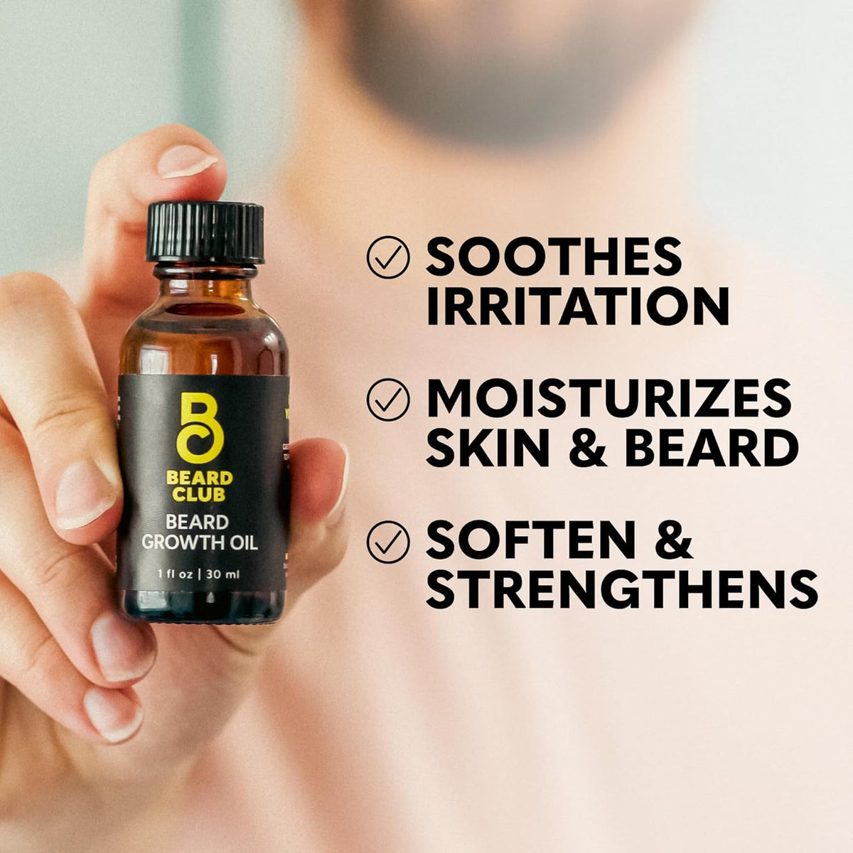 The Beard Club Beard Growth Oil ingredients list on the back