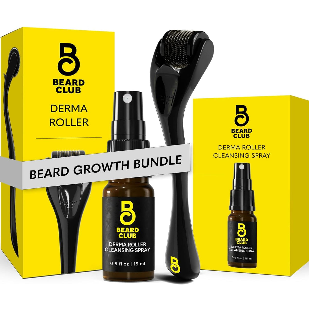 The Beard Club Derma Roller and Cleansing Spray Kit front view
