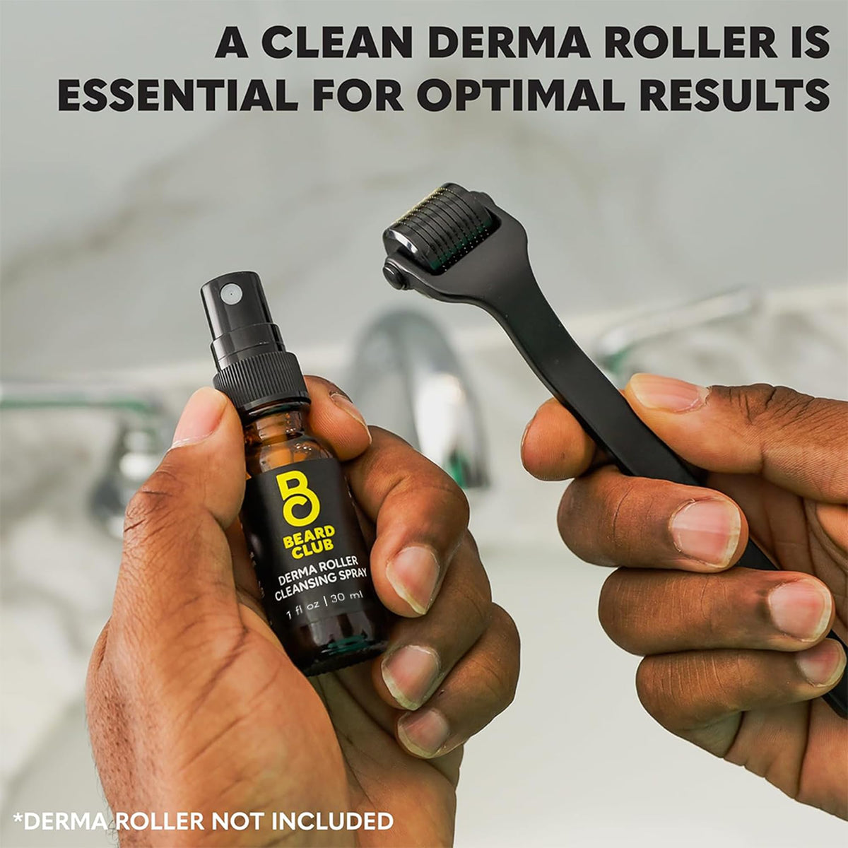 The Beard Club Derma Roller Cleansing Spray 1oz packaging