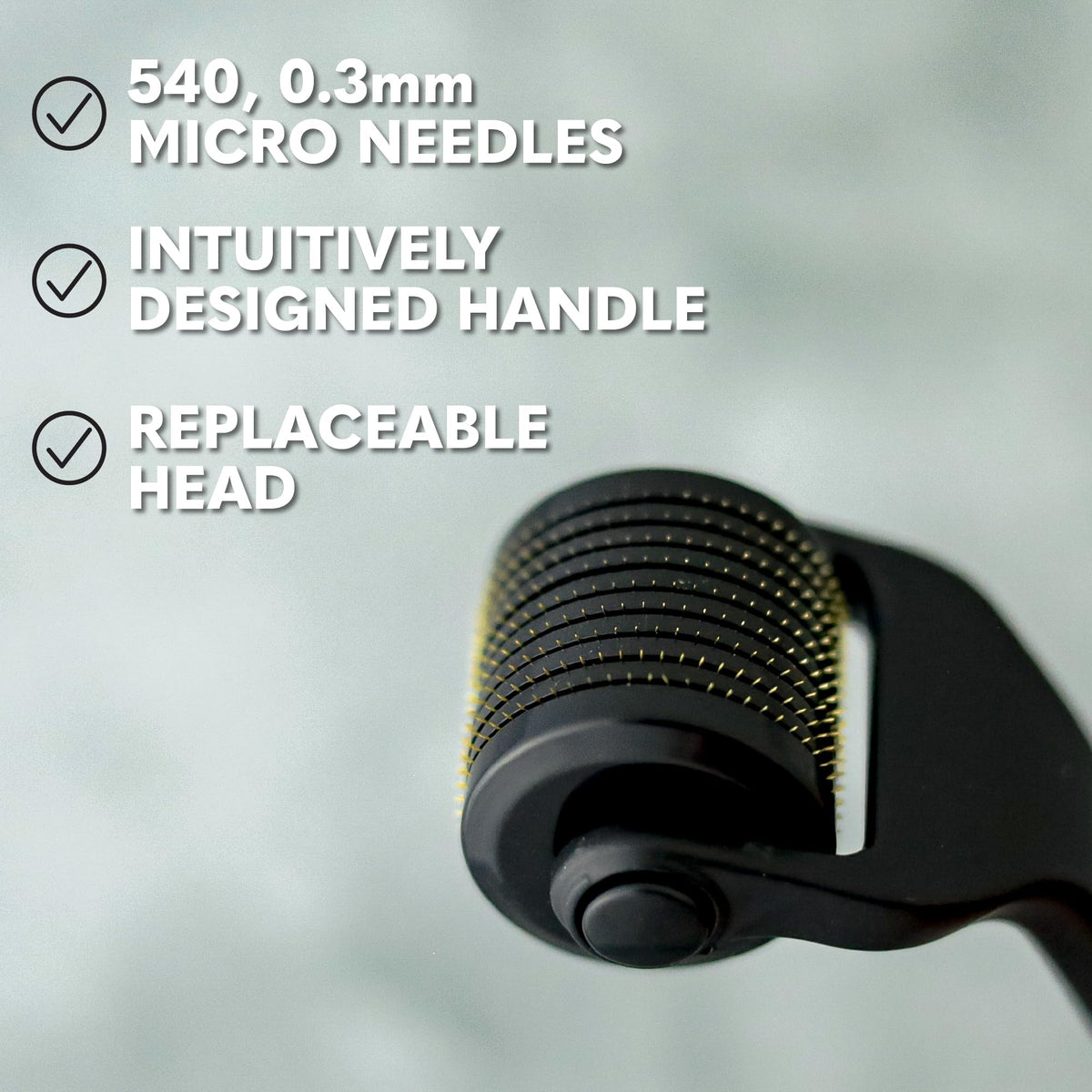 The Beard Club Derma Roller side view showcasing handle