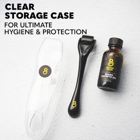The Beard Club grooming kit displayed on a wooden surface