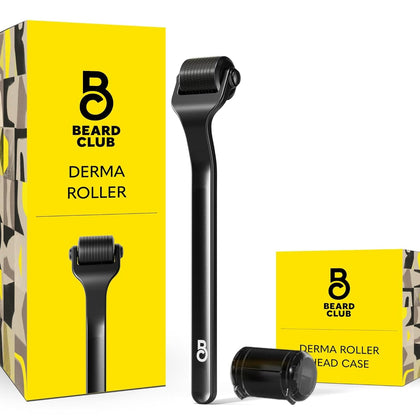The Beard Club Premium Derma Roller front view with 540 titanium needles