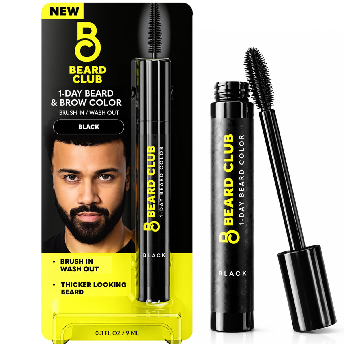 The Beard Club Temporary Beard Dye black bottle front view