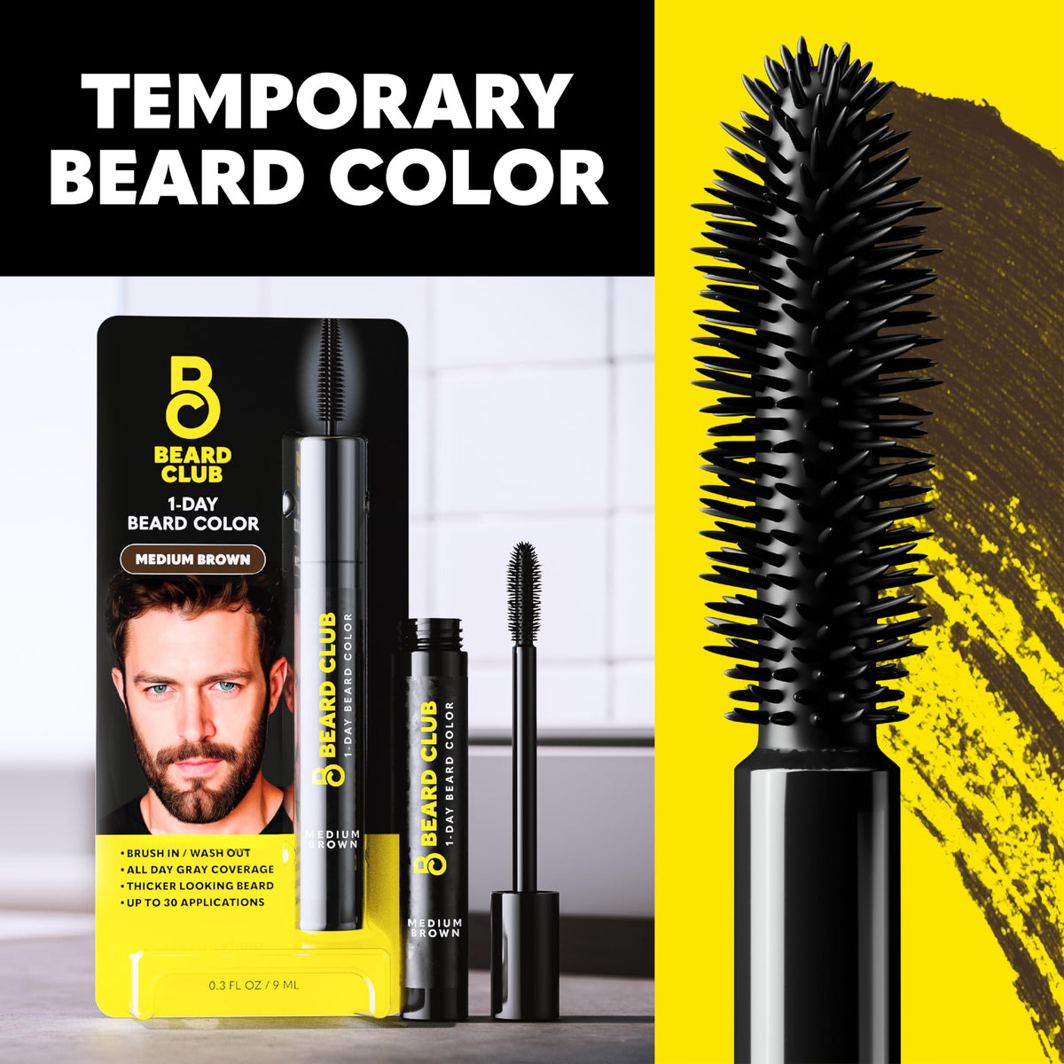 The Beard Club Temporary Beard Dye Medium Brown bottle side view