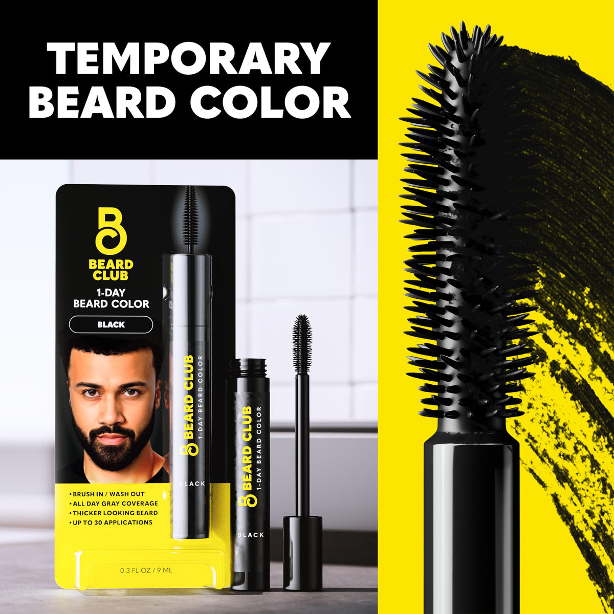 The Beard Club Temporary Beard Dye packaging with instructions