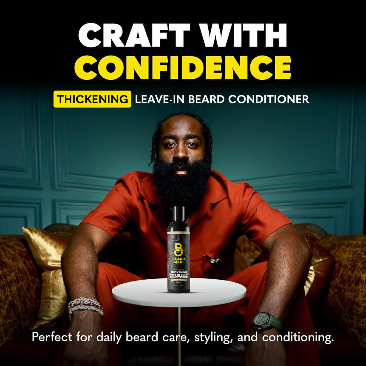 The Beard Club Thickening Leave-In Beard Conditioner 4oz cap open